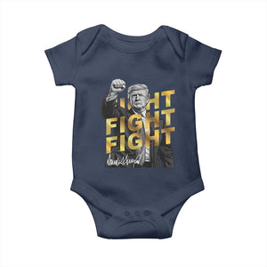 Trump Bitcoin Baby Onesie President Trump Iconic Signature Pose Meme Coin TS02 Navy Print Your Wear