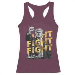 Trump Bitcoin Racerback Tank Top President Trump Iconic Signature Pose Meme Coin TS02 Maroon Print Your Wear