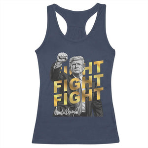 Trump Bitcoin Racerback Tank Top President Trump Iconic Signature Pose Meme Coin TS02 Navy Print Your Wear
