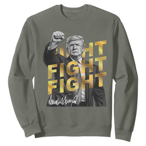 Trump Bitcoin Sweatshirt President Trump Iconic Signature Pose Meme Coin TS02 Military Green Print Your Wear