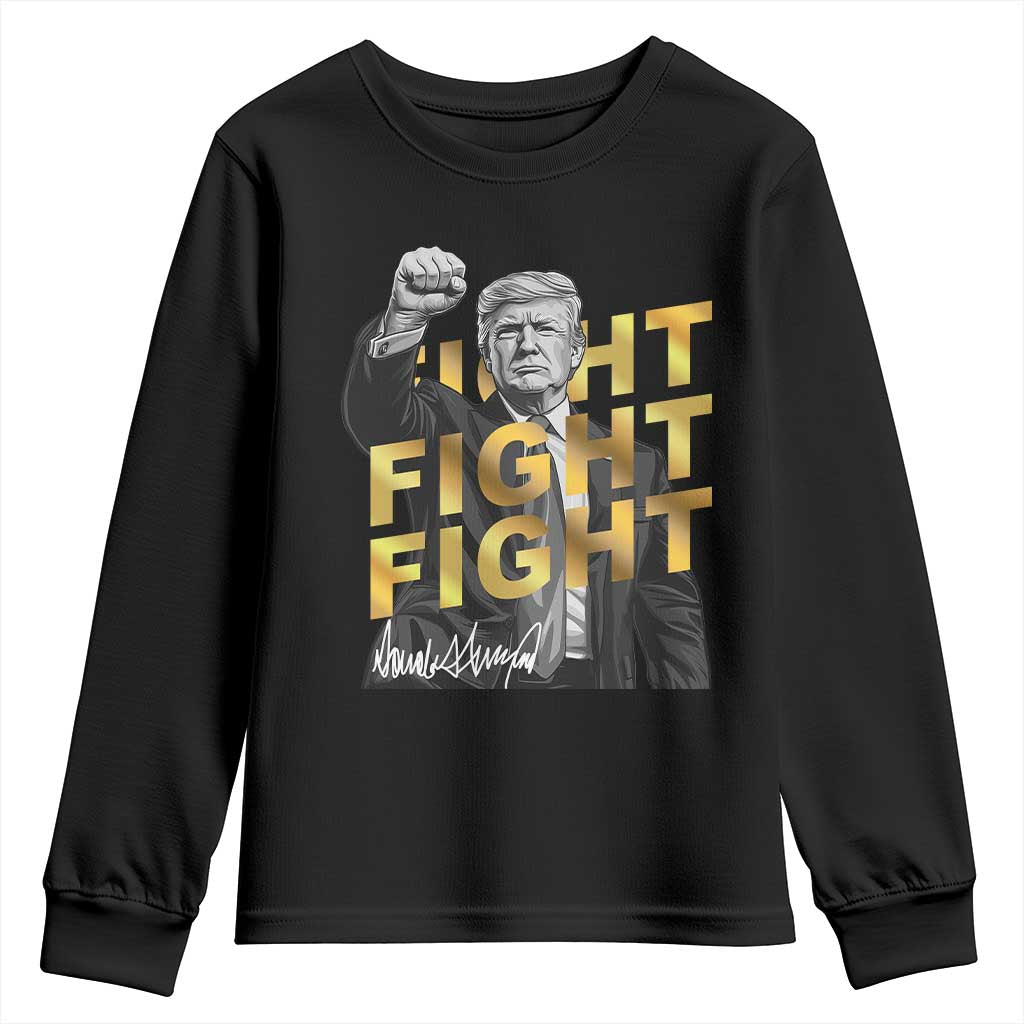 Trump Bitcoin Youth Sweatshirt President Trump Iconic Signature Pose Meme Coin TS02 Black Print Your Wear