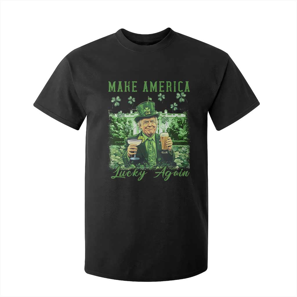 Funny St Patrick's Day Trump T Shirt For Kid Make America Lucky Again TS02 Black Print Your Wear