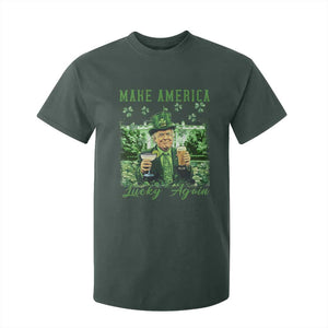Funny St Patrick's Day Trump T Shirt For Kid Make America Lucky Again TS02 Dark Forest Green Print Your Wear
