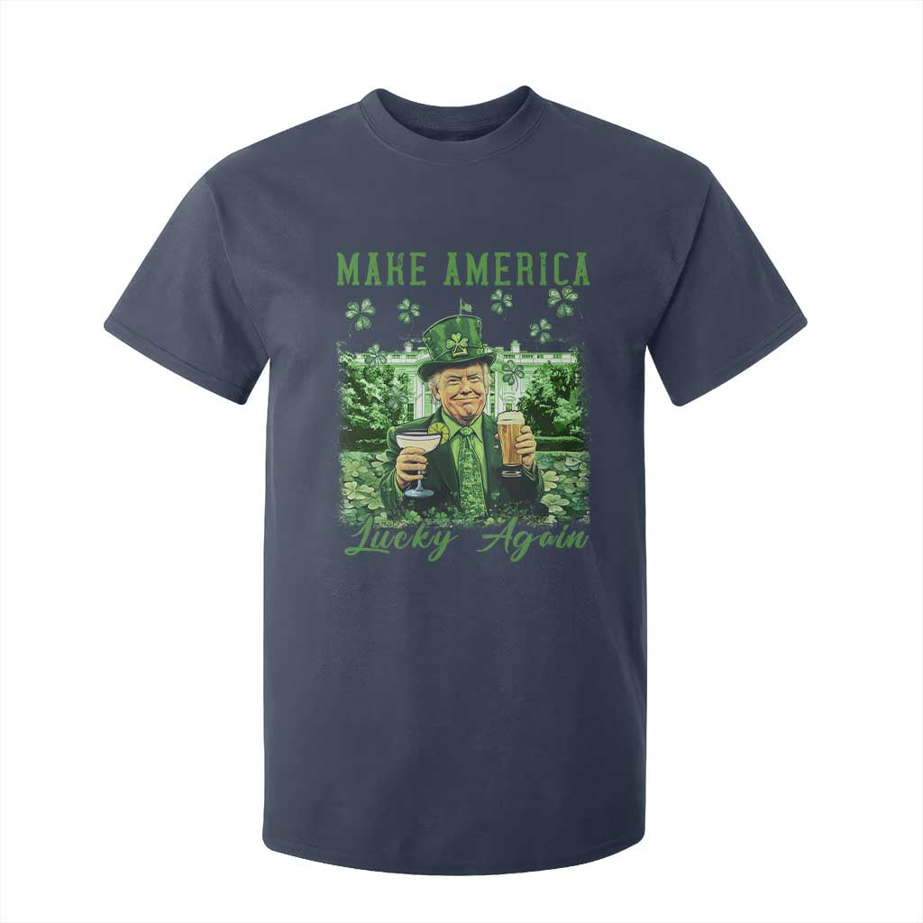 Funny St Patrick's Day Trump T Shirt For Kid Make America Lucky Again TS02 Navy Print Your Wear