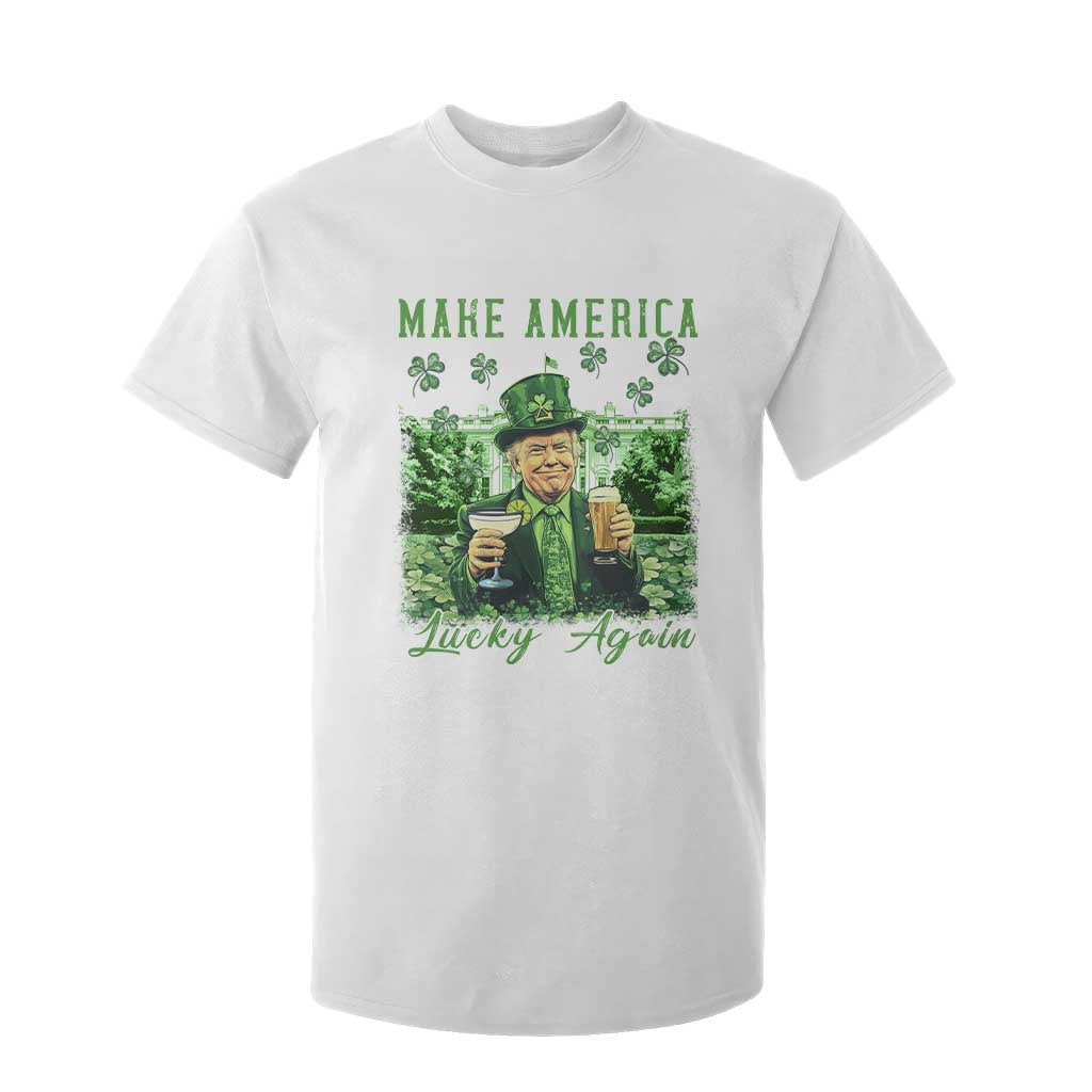 Funny St Patrick's Day Trump T Shirt For Kid Make America Lucky Again TS02 White Print Your Wear
