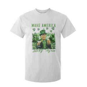 Funny St Patrick's Day Trump T Shirt For Kid Make America Lucky Again TS02 White Print Your Wear