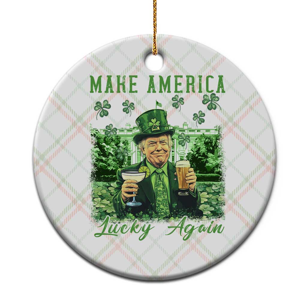 Funny St Patrick's Day Trump Ceramic Ornament Make America Lucky Again TS02 1pc Christmas Plaid Print Your Wear