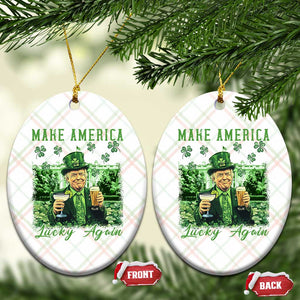 Funny St Patrick's Day Trump Ceramic Ornament Make America Lucky Again TS02 Print Your Wear