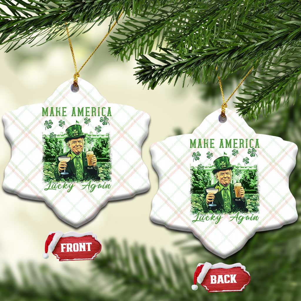 Funny St Patrick's Day Trump Ceramic Ornament Make America Lucky Again TS02 Print Your Wear
