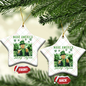 Funny St Patrick's Day Trump Ceramic Ornament Make America Lucky Again TS02 Print Your Wear