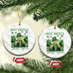 Funny St Patrick's Day Trump Ceramic Ornament Make America Lucky Again TS02 1pc White Marble Print Your Wear