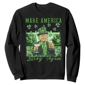 Funny St Patrick's Day Trump Sweatshirt Make America Lucky Again TS02 Black Print Your Wear