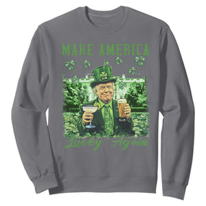 Funny St Patrick's Day Trump Sweatshirt Make America Lucky Again TS02 Charcoal Print Your Wear