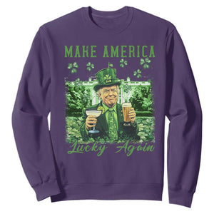 Funny St Patrick's Day Trump Sweatshirt Make America Lucky Again TS02 Purple Print Your Wear