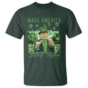 Funny St Patrick's Day Trump T Shirt Make America Lucky Again TS02 Dark Forest Green Print Your Wear