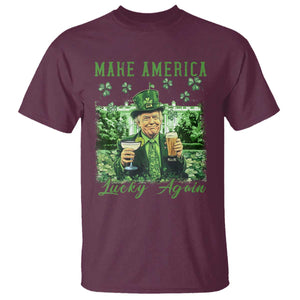 Funny St Patrick's Day Trump T Shirt Make America Lucky Again TS02 Maroon Print Your Wear