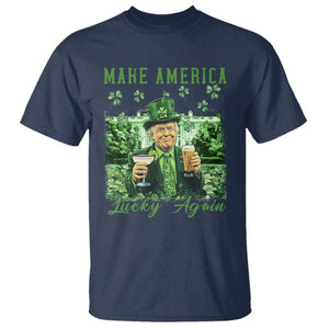 Funny St Patrick's Day Trump T Shirt Make America Lucky Again TS02 Navy Print Your Wear
