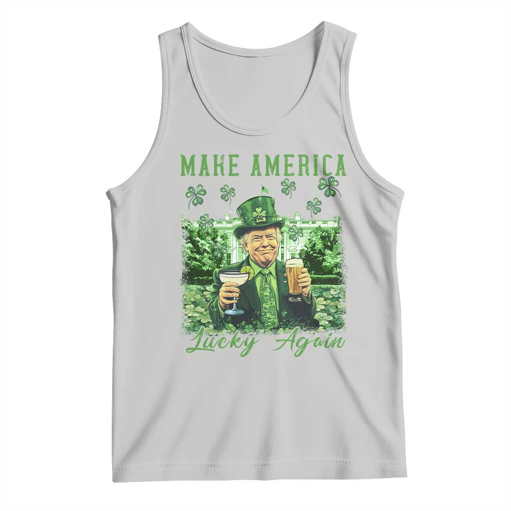 Funny St Patrick's Day Trump Tank Top Make America Lucky Again TS02 Ash Print Your Wear