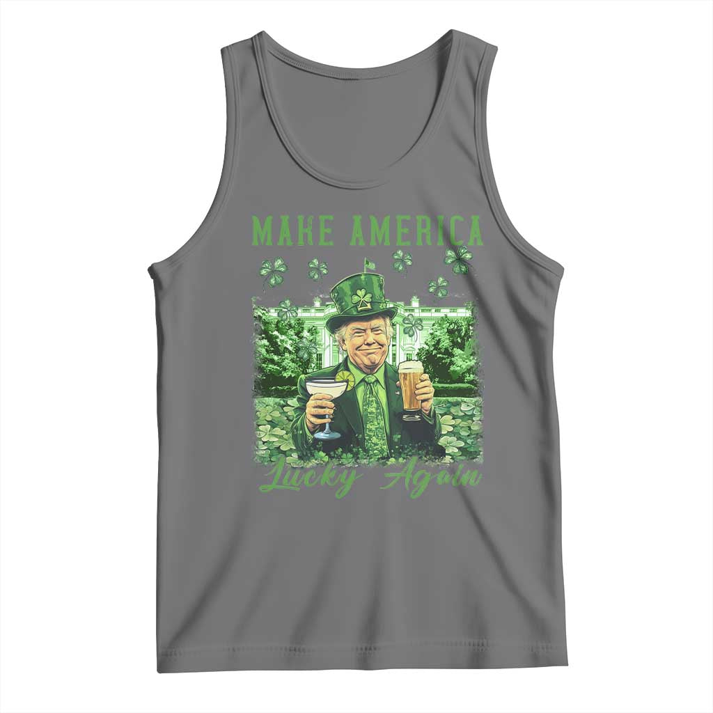 Funny St Patrick's Day Trump Tank Top Make America Lucky Again TS02 Black Heather Print Your Wear