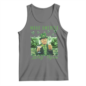 Funny St Patrick's Day Trump Tank Top Make America Lucky Again TS02 Black Heather Print Your Wear
