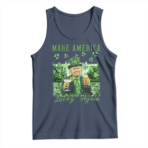 Funny St Patrick's Day Trump Tank Top Make America Lucky Again TS02 Navy Print Your Wear