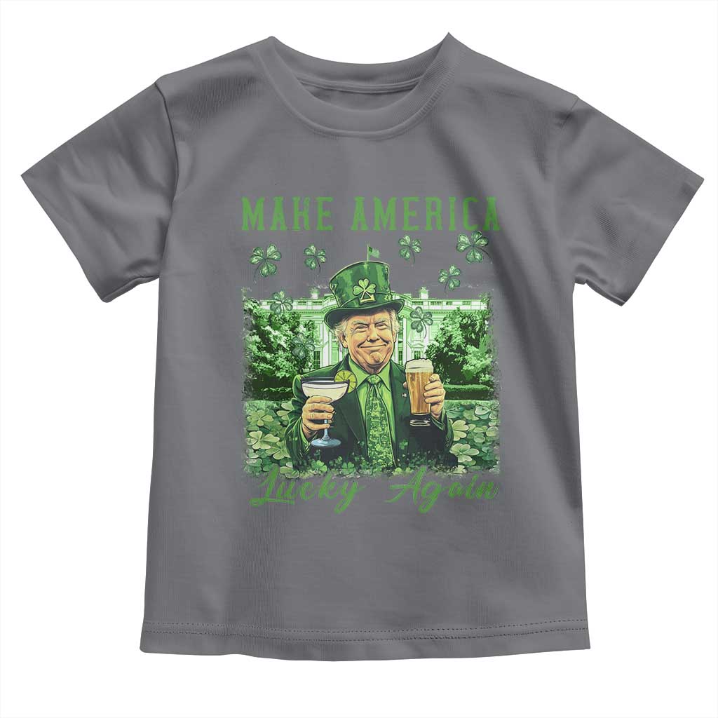 Funny St Patrick's Day Trump Toddler T Shirt Make America Lucky Again TS02 Charcoal Print Your Wear