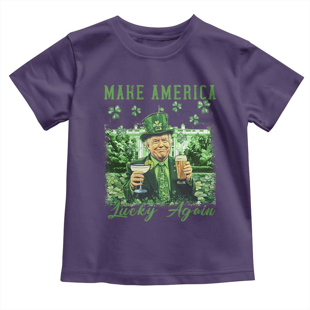 Funny St Patrick's Day Trump Toddler T Shirt Make America Lucky Again TS02 Purple Print Your Wear