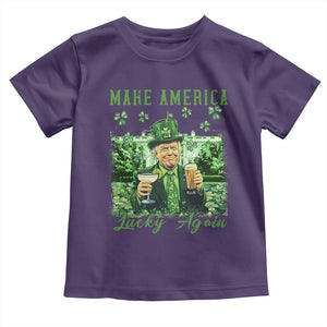 Funny St Patrick's Day Trump Toddler T Shirt Make America Lucky Again TS02 Purple Print Your Wear