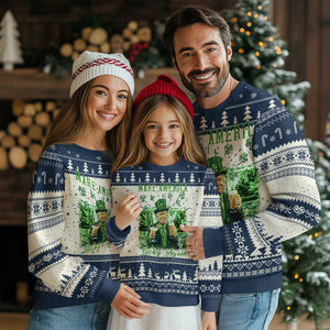 Funny St Patrick's Day Trump Knit Sweatshirt Make America Lucky Again TS02 Navy Print Your Wear