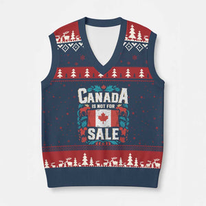 Canada Is Not For Sale V-Neck Knit Sweater Vest TS02 Navy Red Print Your Wear
