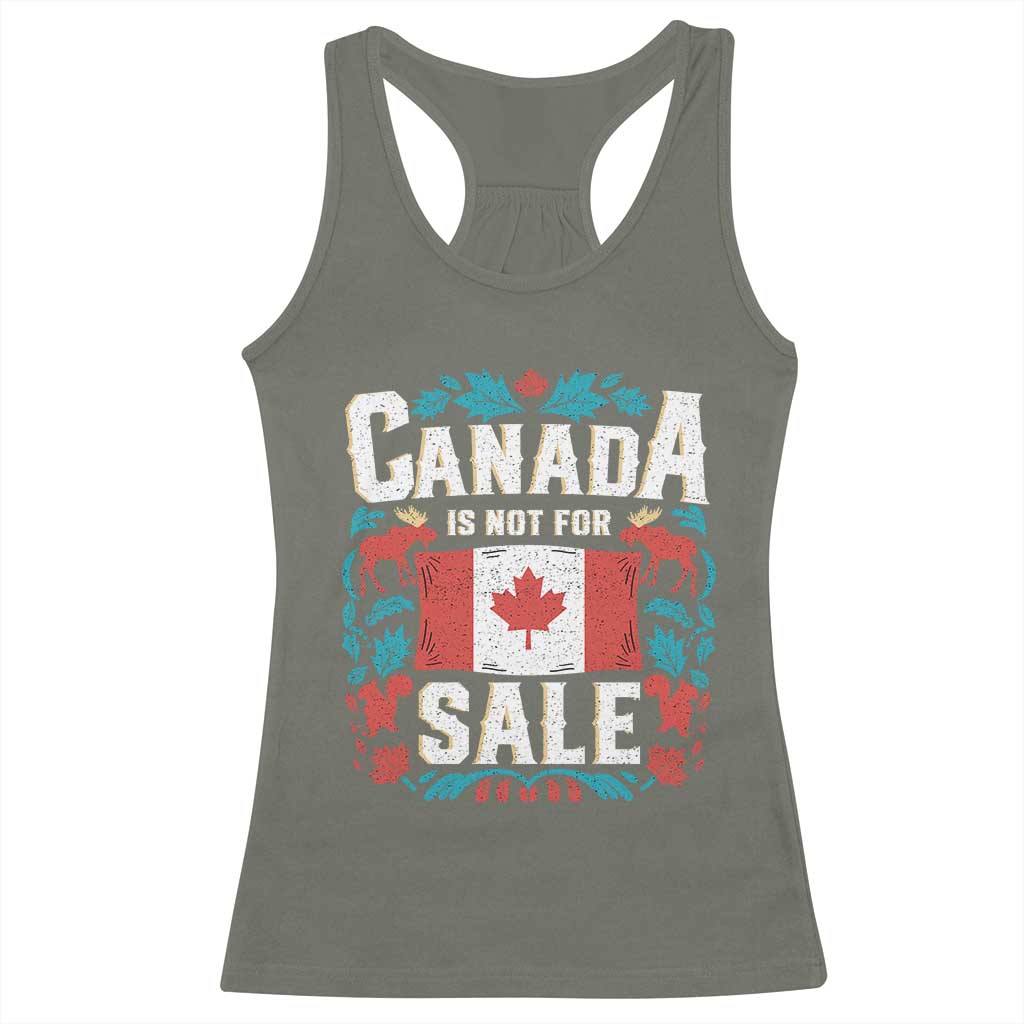 Canada Is Not For Sale Racerback Tank Top TS02 Military Green Print Your Wear
