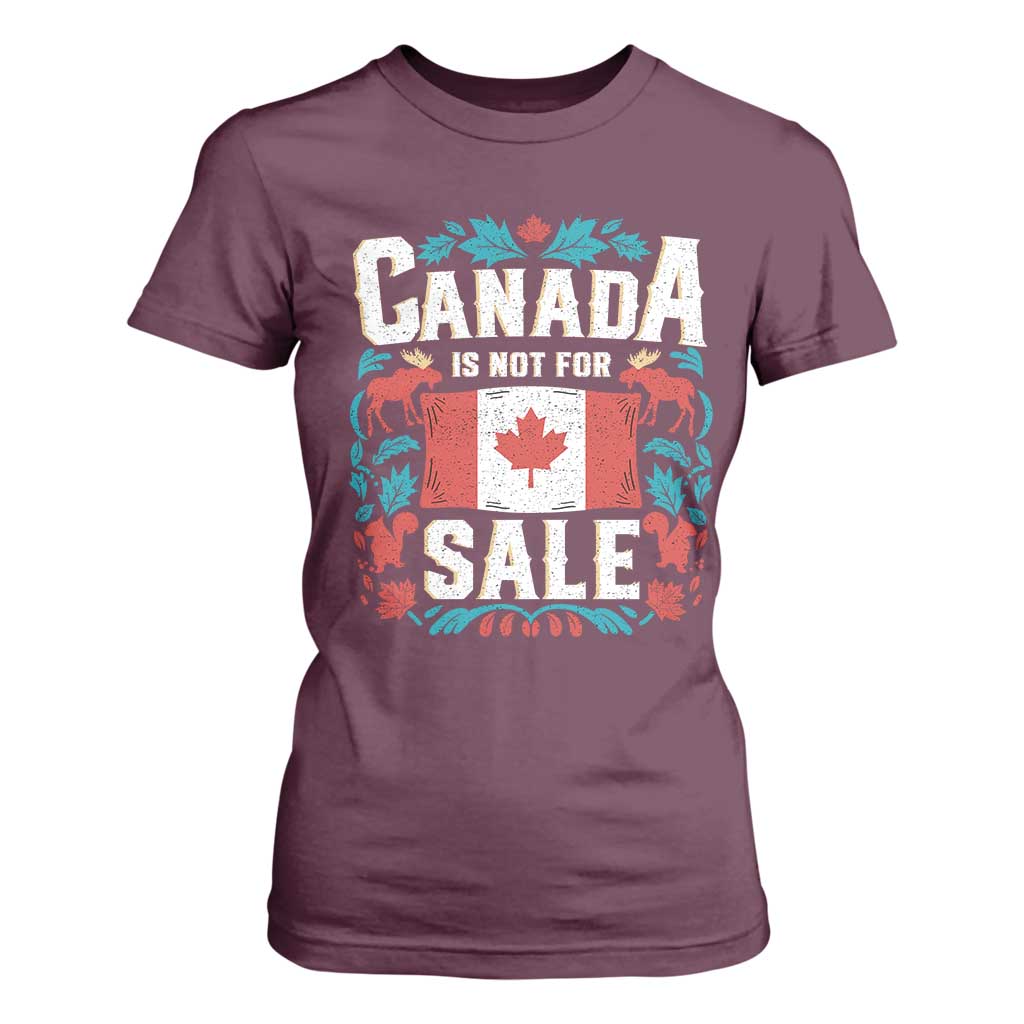 Canada Is Not For Sale T Shirt For Women TS02 Maroon Print Your Wear