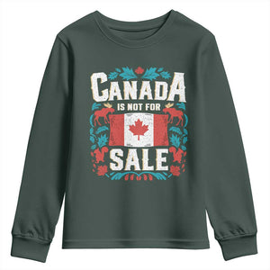 Canada Is Not For Sale Youth Sweatshirt TS02 Dark Forest Green Print Your Wear