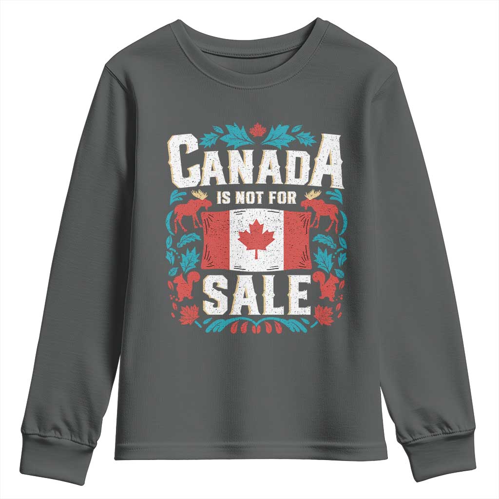 Canada Is Not For Sale Youth Sweatshirt TS02 Dark Heather Print Your Wear