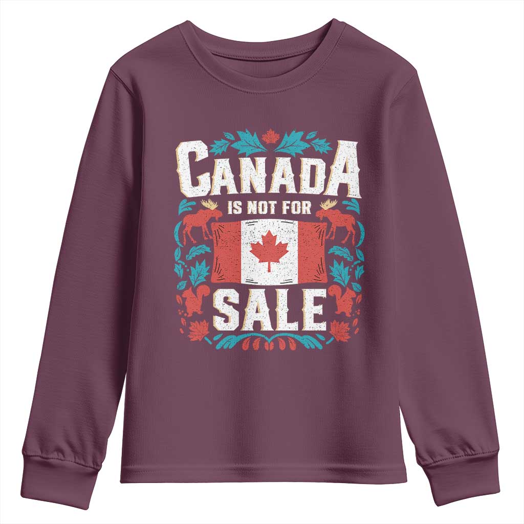 Canada Is Not For Sale Youth Sweatshirt TS02 Maroon Print Your Wear