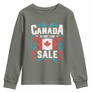 Canada Is Not For Sale Youth Sweatshirt TS02 Military Green Print Your Wear