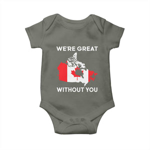 Canada Is Not For Sale Baby Onesie 51st State Not For Sale Were Great Without You TS02 Military Green Print Your Wear