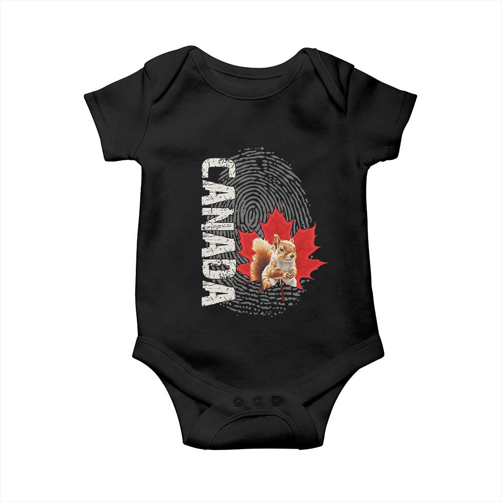 Canada Pride Baby Onesie Maple Leaf Squirrel Canadian Roots TS02 Black Print Your Wear