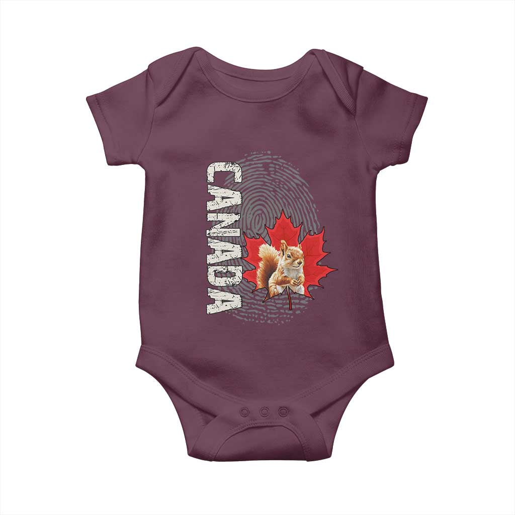 Canada Pride Baby Onesie Maple Leaf Squirrel Canadian Roots TS02 Maroon Print Your Wear
