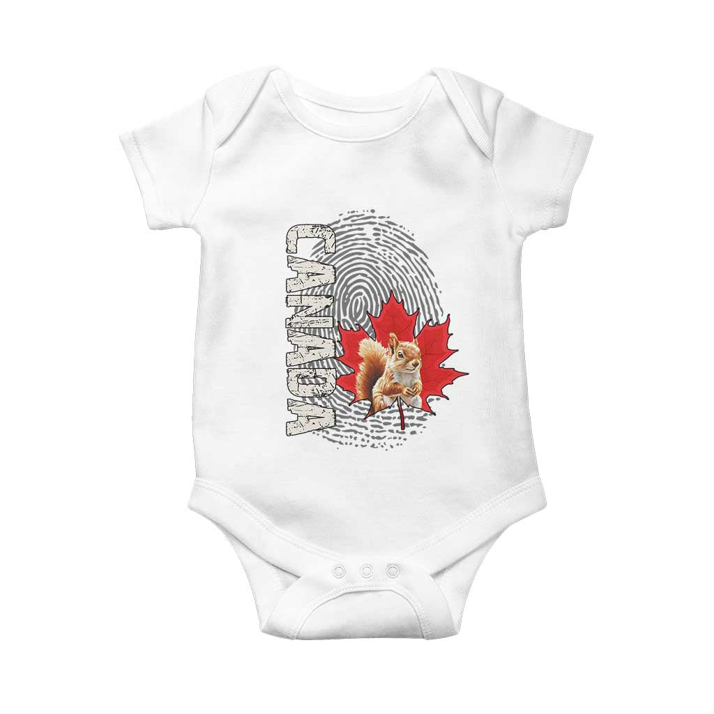 Canada Pride Baby Onesie Maple Leaf Squirrel Canadian Roots TS02 White Print Your Wear