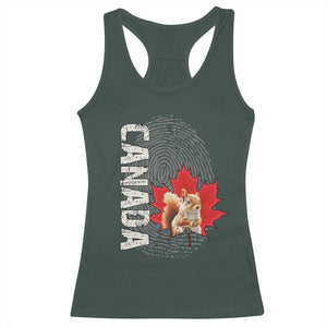 Canada Pride Racerback Tank Top Maple Leaf Squirrel Canadian Roots TS02 Dark Forest Green Print Your Wear