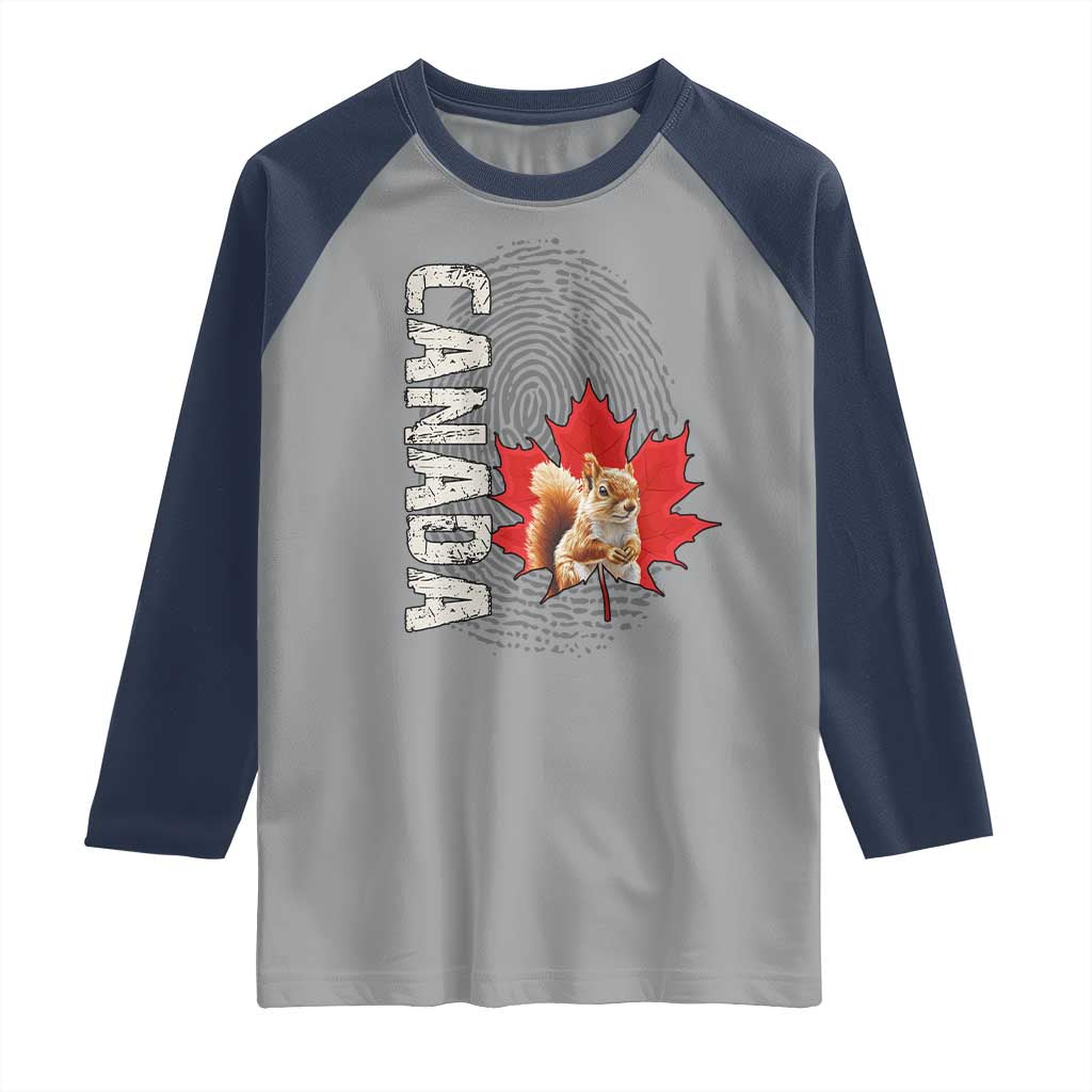 Canada Pride Raglan Shirt Maple Leaf Squirrel Canadian Roots TS02 Sport Gray Navy Print Your Wear