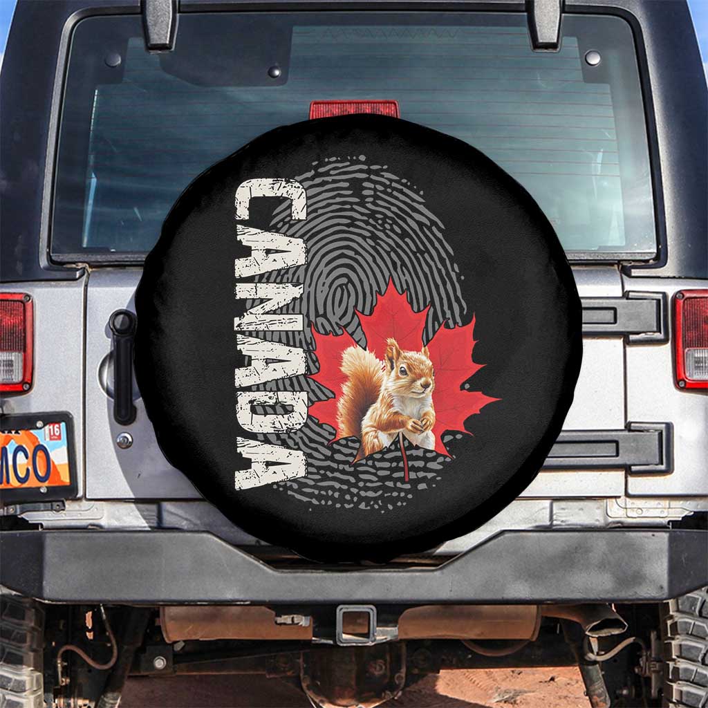 Canada Pride Spare Tire Cover Maple Leaf Squirrel Canadian Roots TS02 No hole Black Print Your Wear