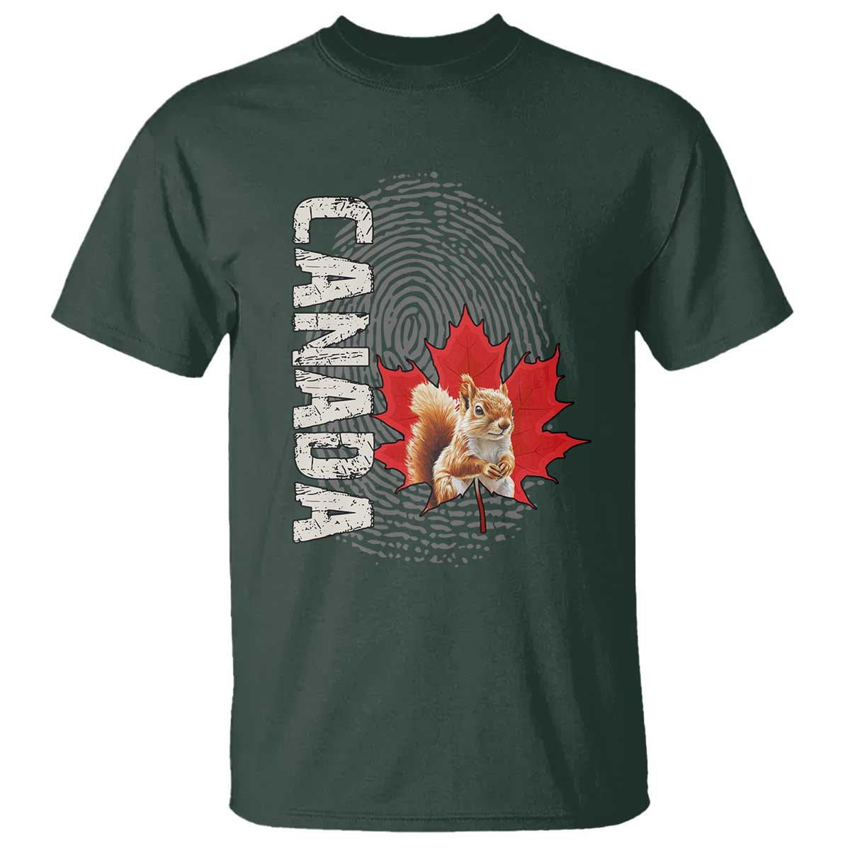 Canada Pride T Shirt Maple Leaf Squirrel Canadian Roots TS02 Dark Forest Green Print Your Wear