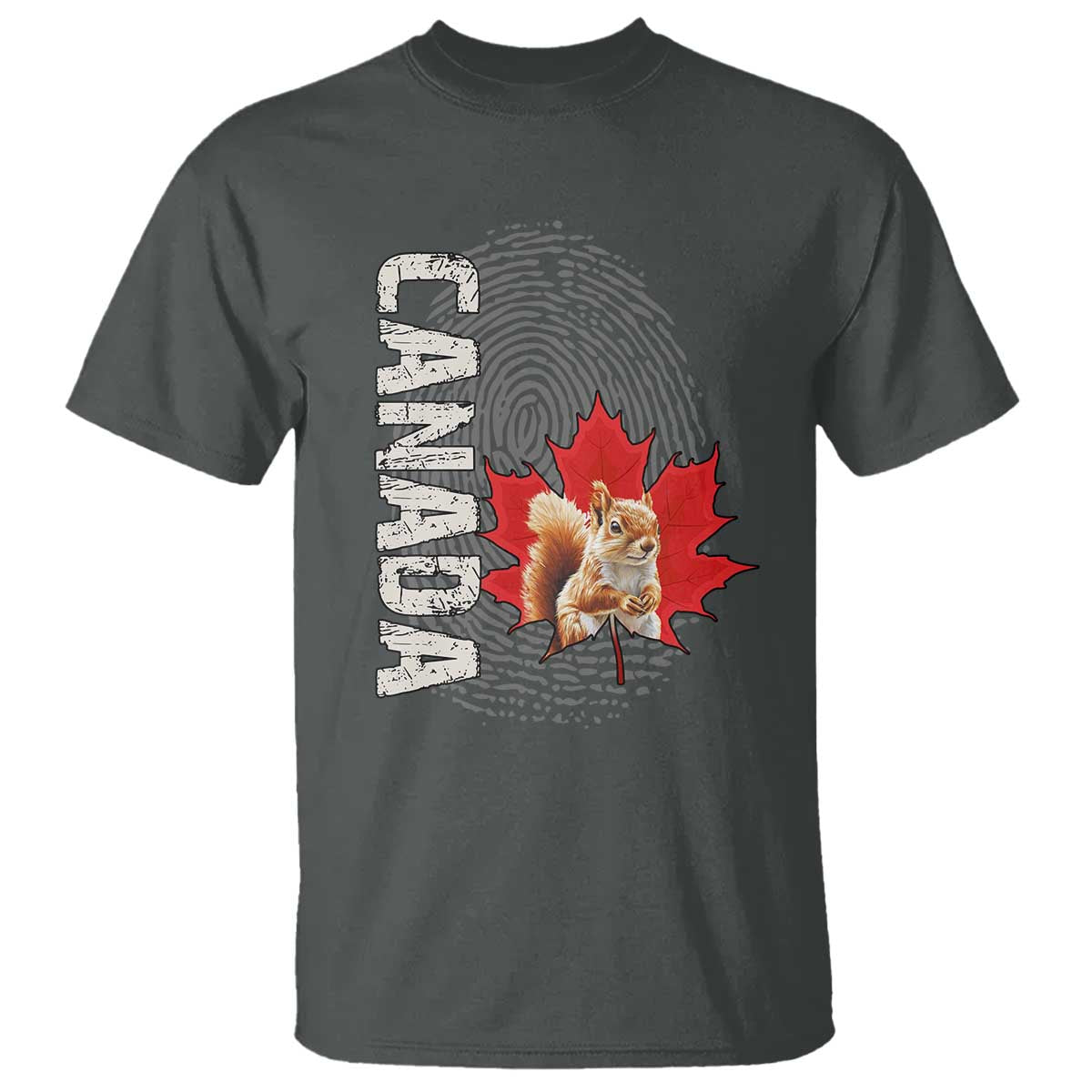 Canada Pride T Shirt Maple Leaf Squirrel Canadian Roots TS02 Dark Heather Print Your Wear