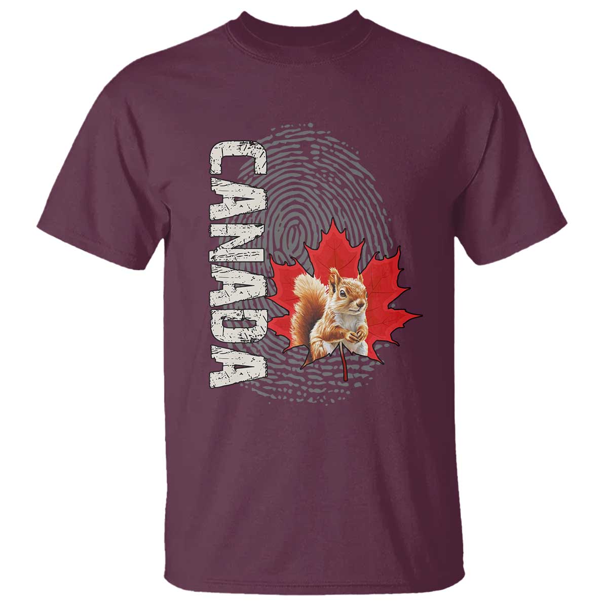 Canada Pride T Shirt Maple Leaf Squirrel Canadian Roots TS02 Maroon Print Your Wear