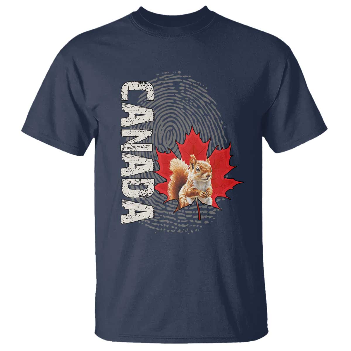 Canada Pride T Shirt Maple Leaf Squirrel Canadian Roots TS02 Navy Print Your Wear