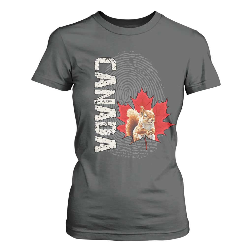 Canada Pride T Shirt For Women Maple Leaf Squirrel Canadian Roots TS02 Dark Heather Print Your Wear