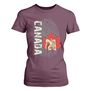 Canada Pride T Shirt For Women Maple Leaf Squirrel Canadian Roots TS02 Maroon Print Your Wear