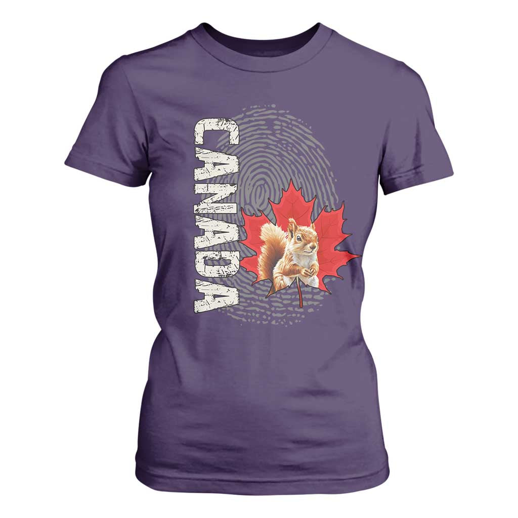 Canada Pride T Shirt For Women Maple Leaf Squirrel Canadian Roots TS02 Purple Print Your Wear